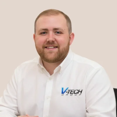 Matt Campbell Business Manager  Matt began his journey with V-Tech over a decade ago and has since become a core pillar of the team. Starting straight from education, he has grown into a versatile leader, overseeing stock management, service coordination, and general business operations. Matt plays a key role in ensuring top-tier garage equipment is sourced competitively and delivered efficiently. In his free time, Matt enjoys watching football, relaxing with friends, and sharing a pint over the weekend.
